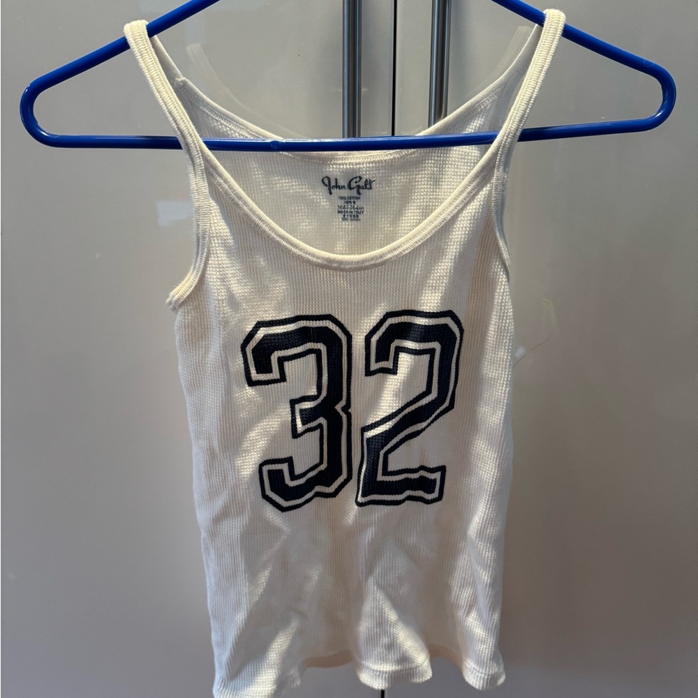 Brandy Melville Cream Tank Top with Navy Number 32